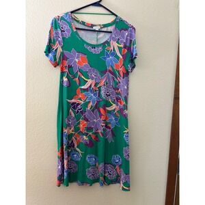 Spense Green Floral Print Short Sleeve Casual Dress - Comfortable
(A715)